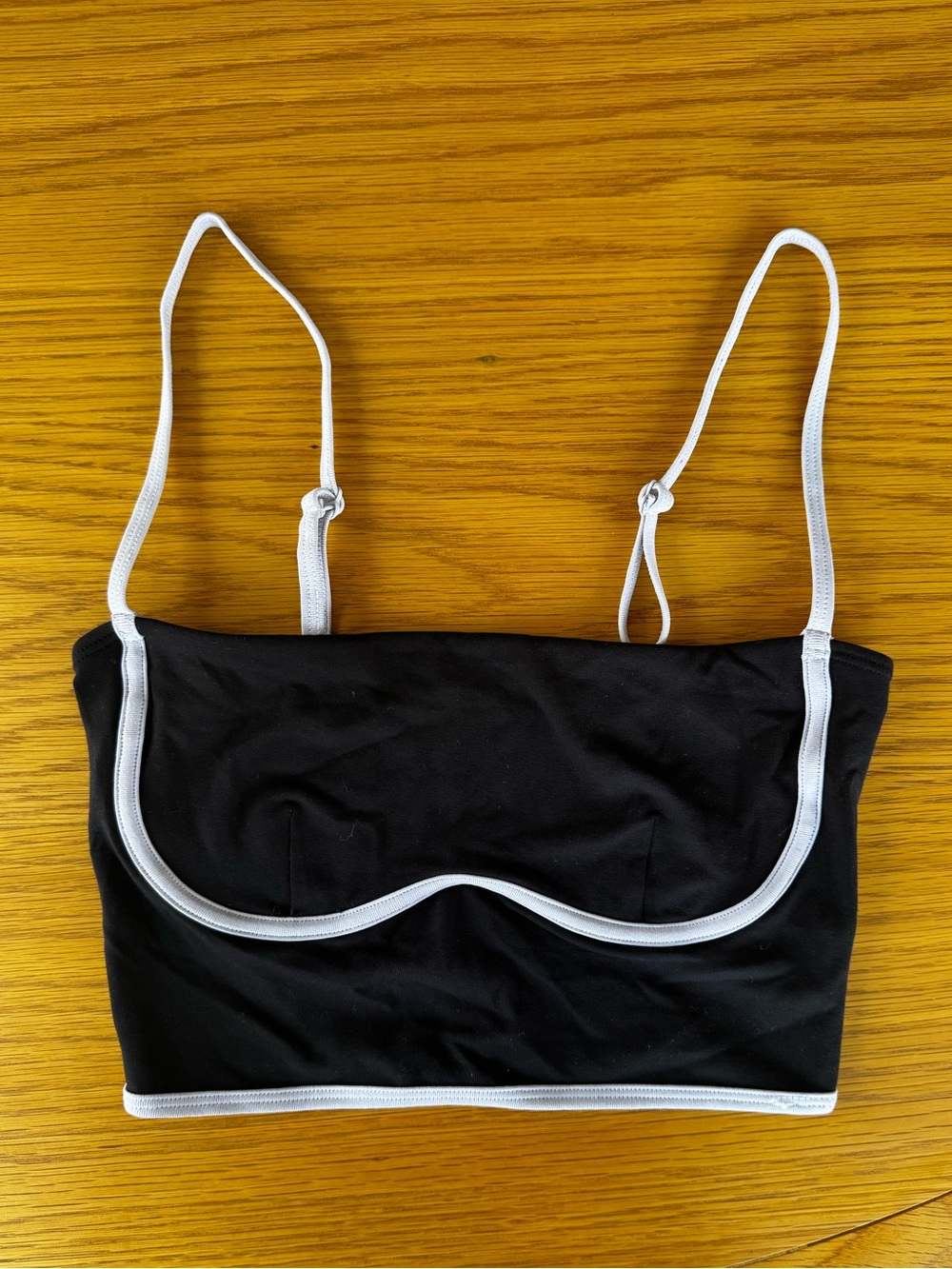 ALO Yoga Black Crop Top with White Trim